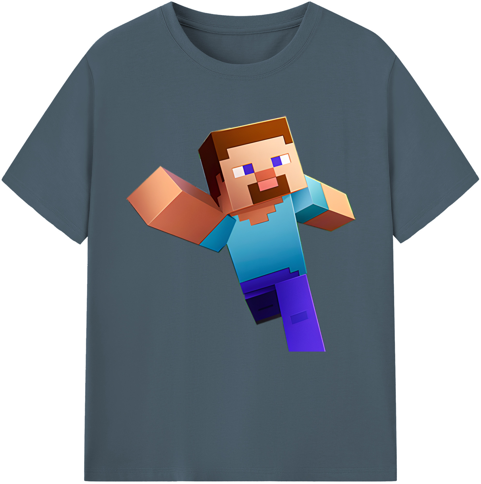 （画像用） マインクラフト ブロックの世界 Minecraft MC Block world 綿100％半袖Tシャツ（フロントプリント）